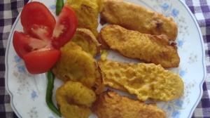 Ash plantain and onion fritters