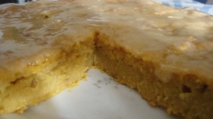 Side view of pear cake